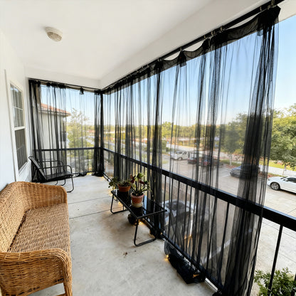 Outdoor Mosquito Net Curtain trimmable with Rod Pocket for Terrace Balcony Garden