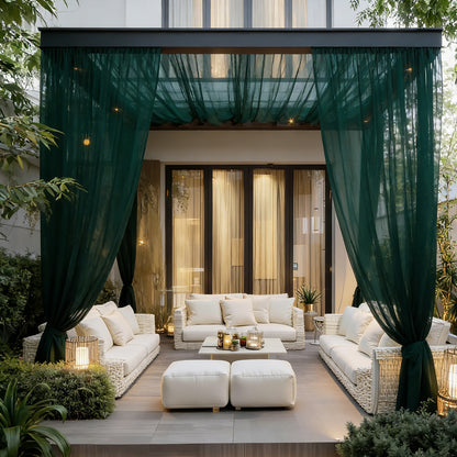 Outdoor Mosquito Net Curtain trimmable with Rod Pocket for Terrace Balcony Garden