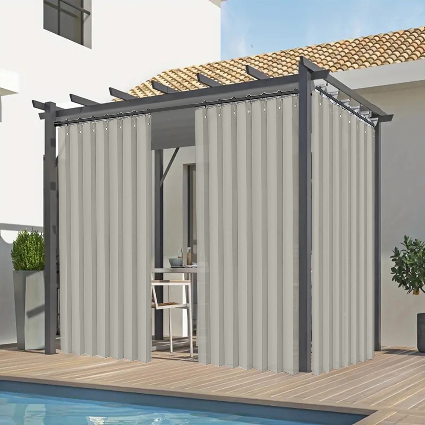 Waterproof outdoor curtain for terrace and garden with eyelets