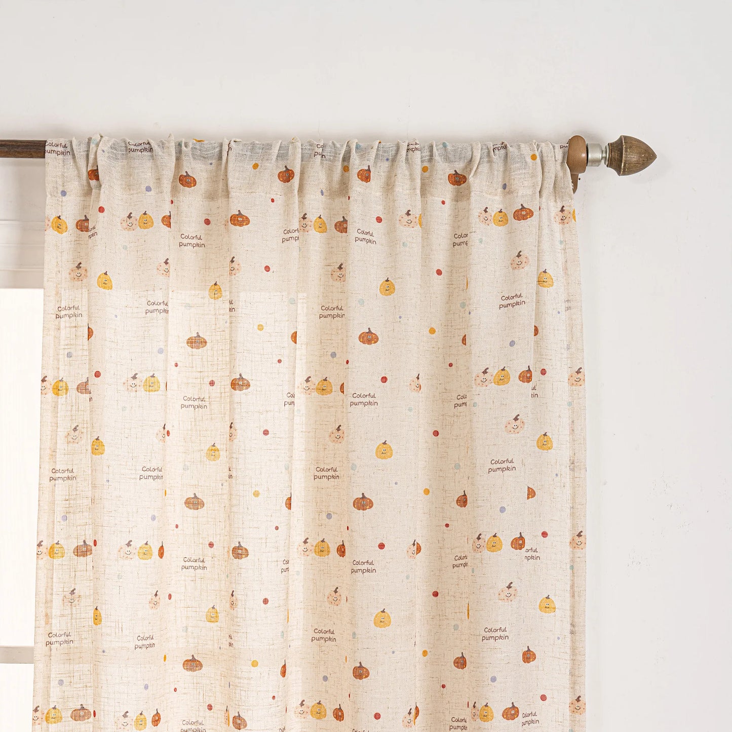 Transparent children's voile with pumpkin motif and linen texture, made to measure – Pompino