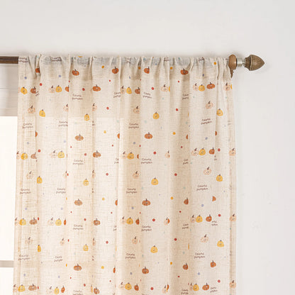 Transparent children's voile with pumpkin motif and linen texture, made to measure – Pompino