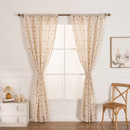 Transparent children's voile with pumpkin motif and linen texture, made to measure – Pompino