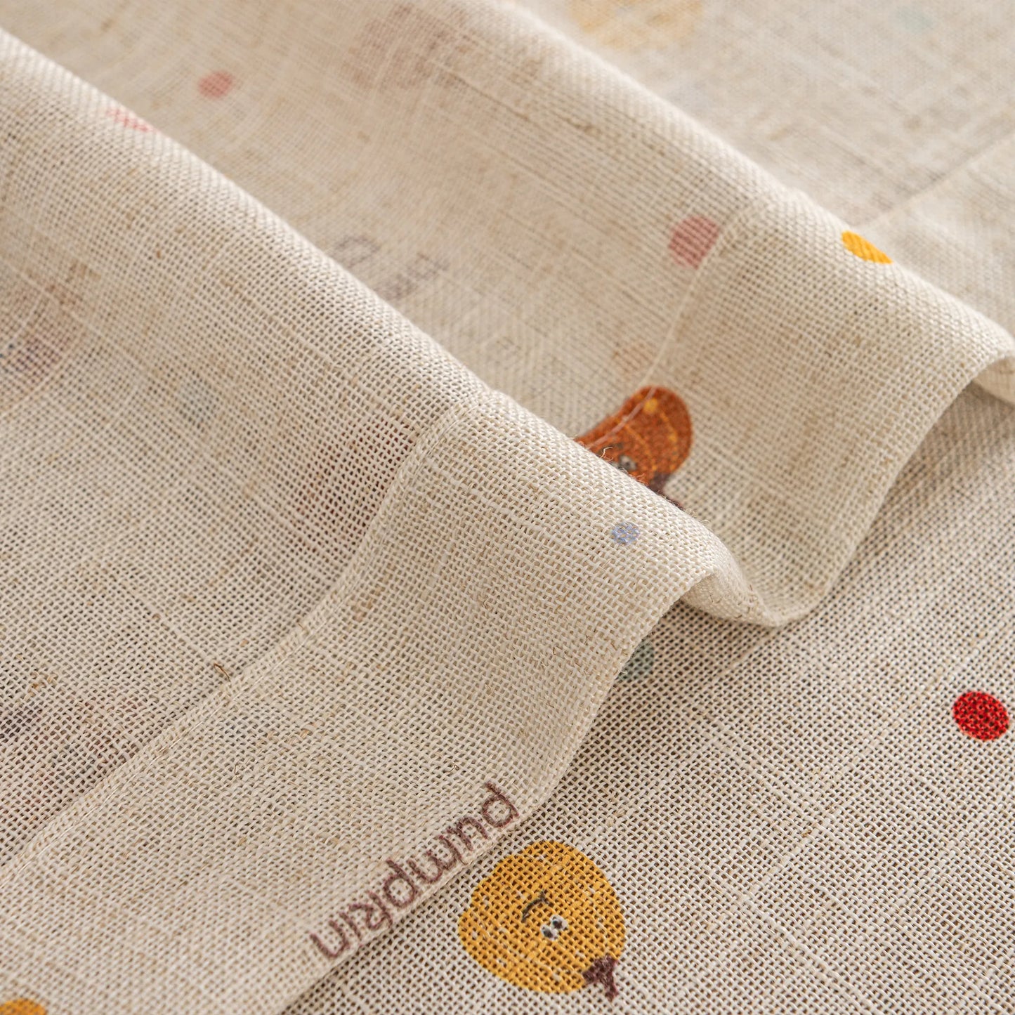 Transparent children's voile with pumpkin motif and linen texture, made to measure – Pompino