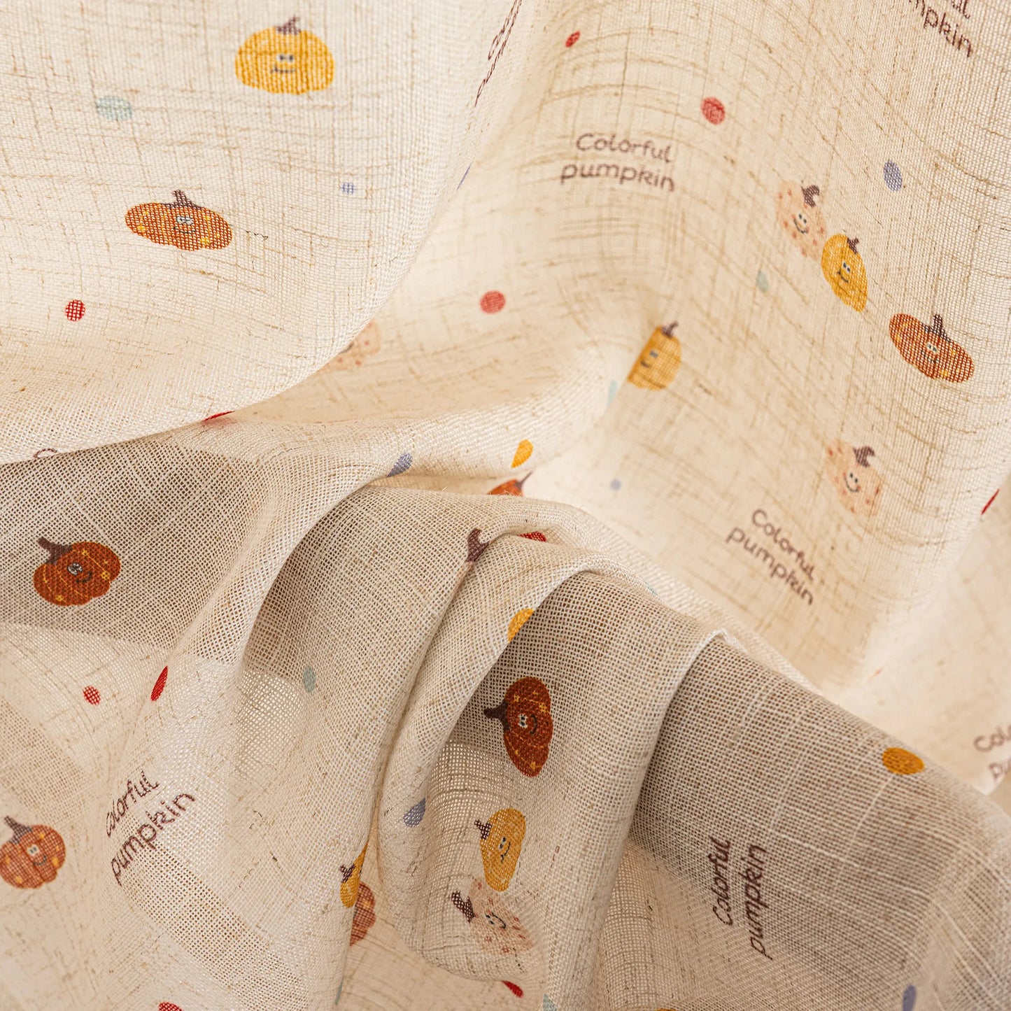 Transparent children's voile with pumpkin motif and linen texture, made to measure – Pompino