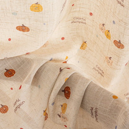 Transparent children's voile with pumpkin motif and linen texture, made to measure – Pompino