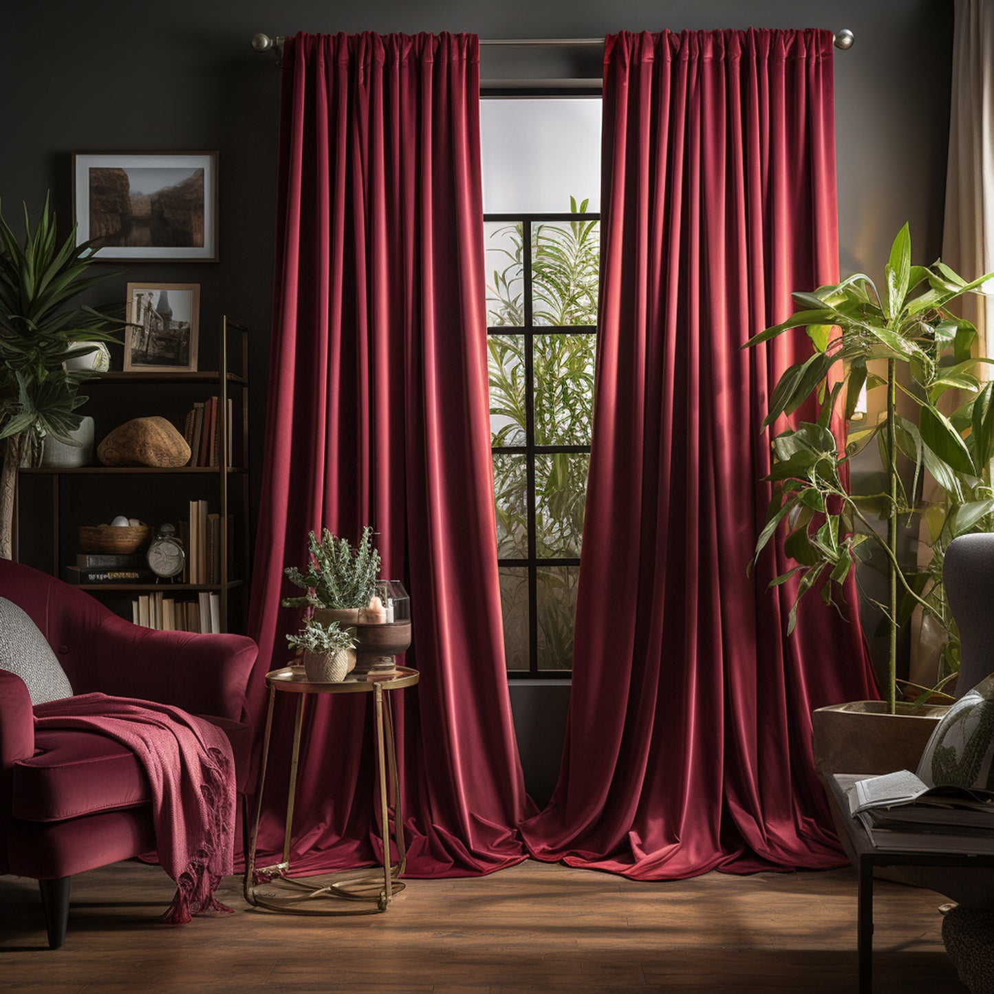 Velvet Christmas Window Curtain Panel Light & Heat Blocking for Living room and Bedroom