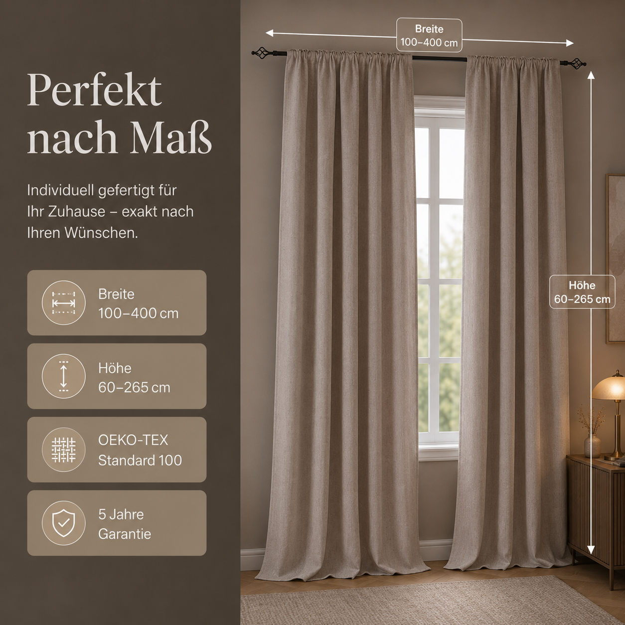 Schallschutz Extra Verdunkelungsvorhang nach Maß – Vanta