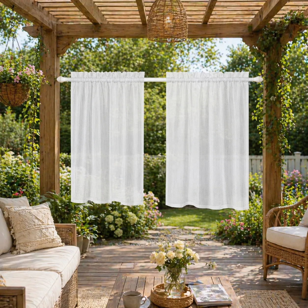 Voilage extérieur sur mesure en aspect lin · Selvara