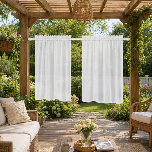 Voilage extérieur sur mesure en aspect lin · Selvara