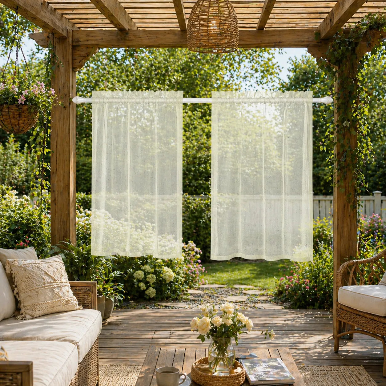 Voilage extérieur sur mesure en aspect lin · Selvara