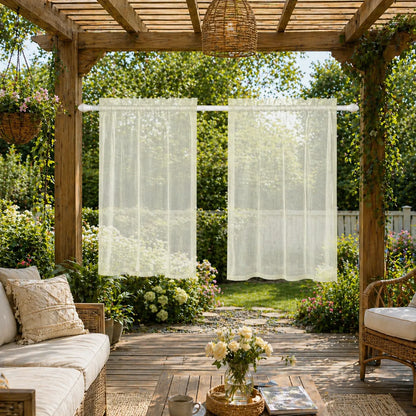 Voilage extérieur sur mesure en aspect lin · Selvara