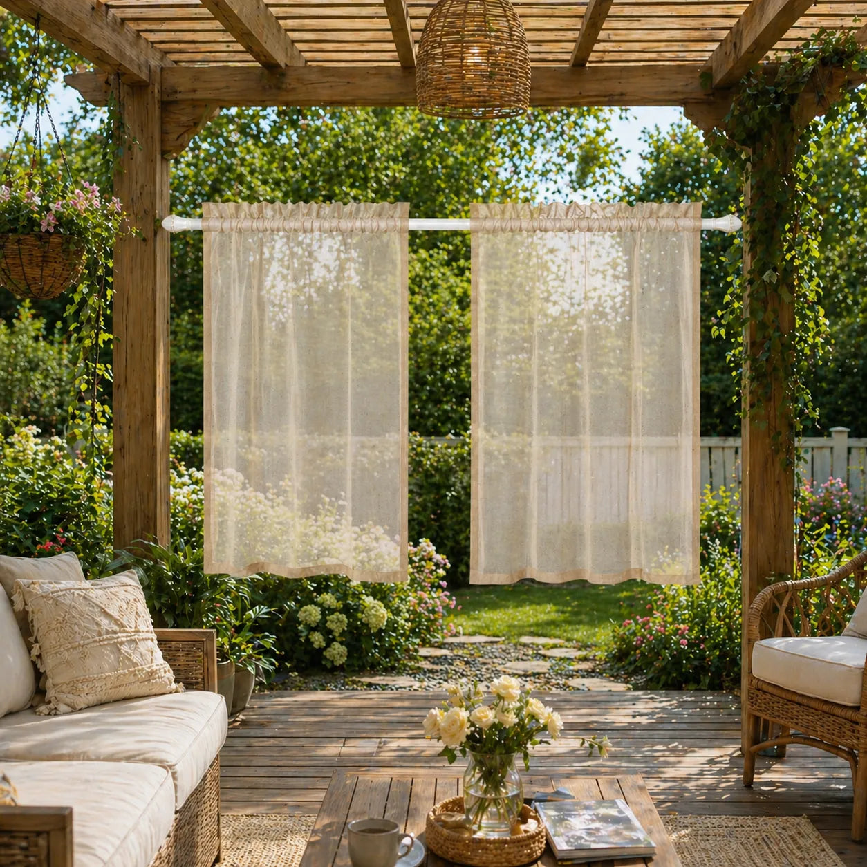 Voilage extérieur sur mesure en aspect lin · Selvara