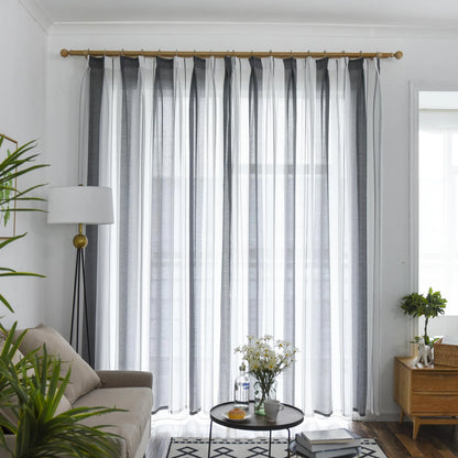 Modern transparent voile curtain with woven stripes, made to measure – Lirona