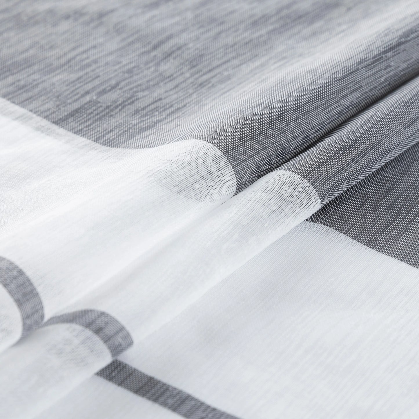 Modern transparent voile curtain with woven stripes, made to measure – Lirona