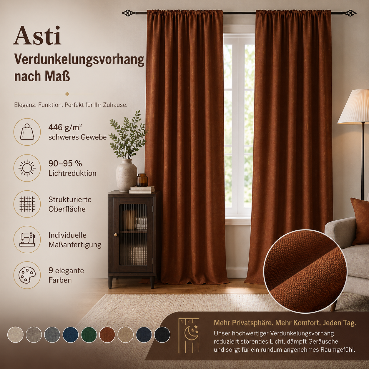 Rideau occultant structuré sur mesure · Asti