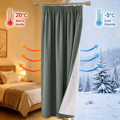 Rideau thermique avec doublure matelassée amovible – isolation thermique et contre le froid pour toutes les saisons