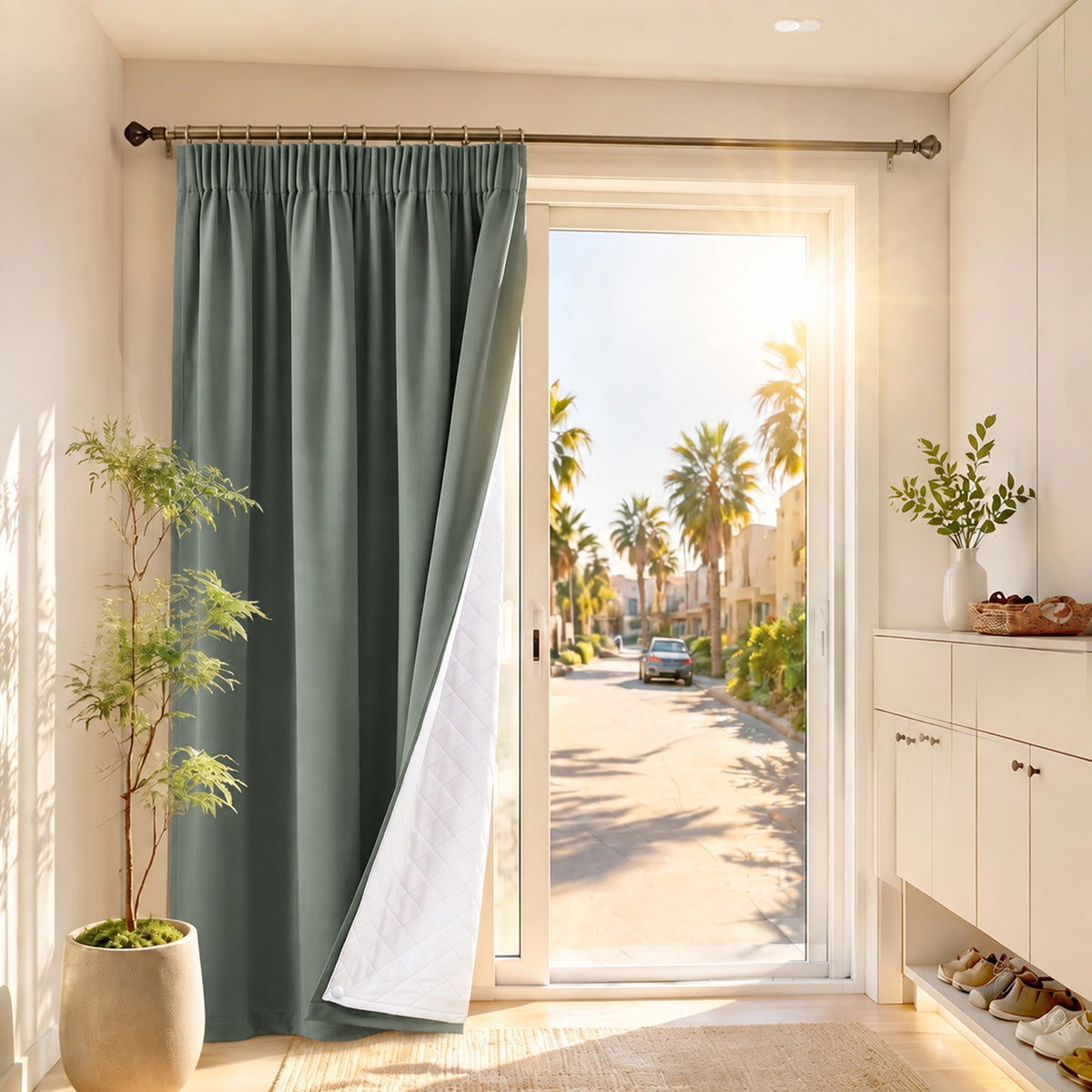 Rideau thermique avec doublure matelassée amovible – isolation thermique et contre le froid pour toutes les saisons