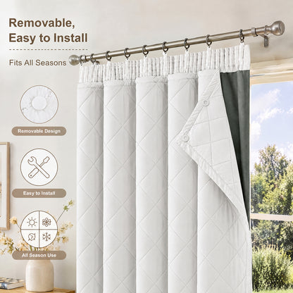 Rideau thermique avec doublure matelassée amovible – isolation thermique et contre le froid pour toutes les saisons