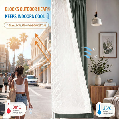 Rideau thermique avec doublure matelassée amovible – isolation thermique et contre le froid pour toutes les saisons