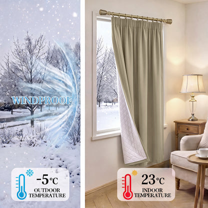 Rideau thermique avec doublure matelassée amovible – isolation thermique et contre le froid pour toutes les saisons