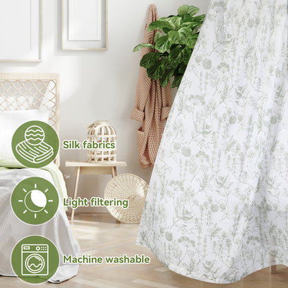 Sheer curtain with floral pattern – brocade cotton
