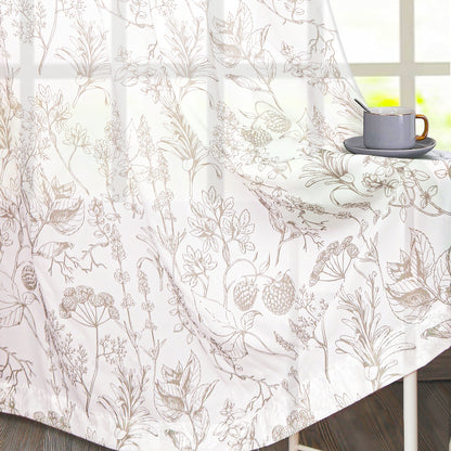 Sheer curtain with floral pattern – brocade cotton