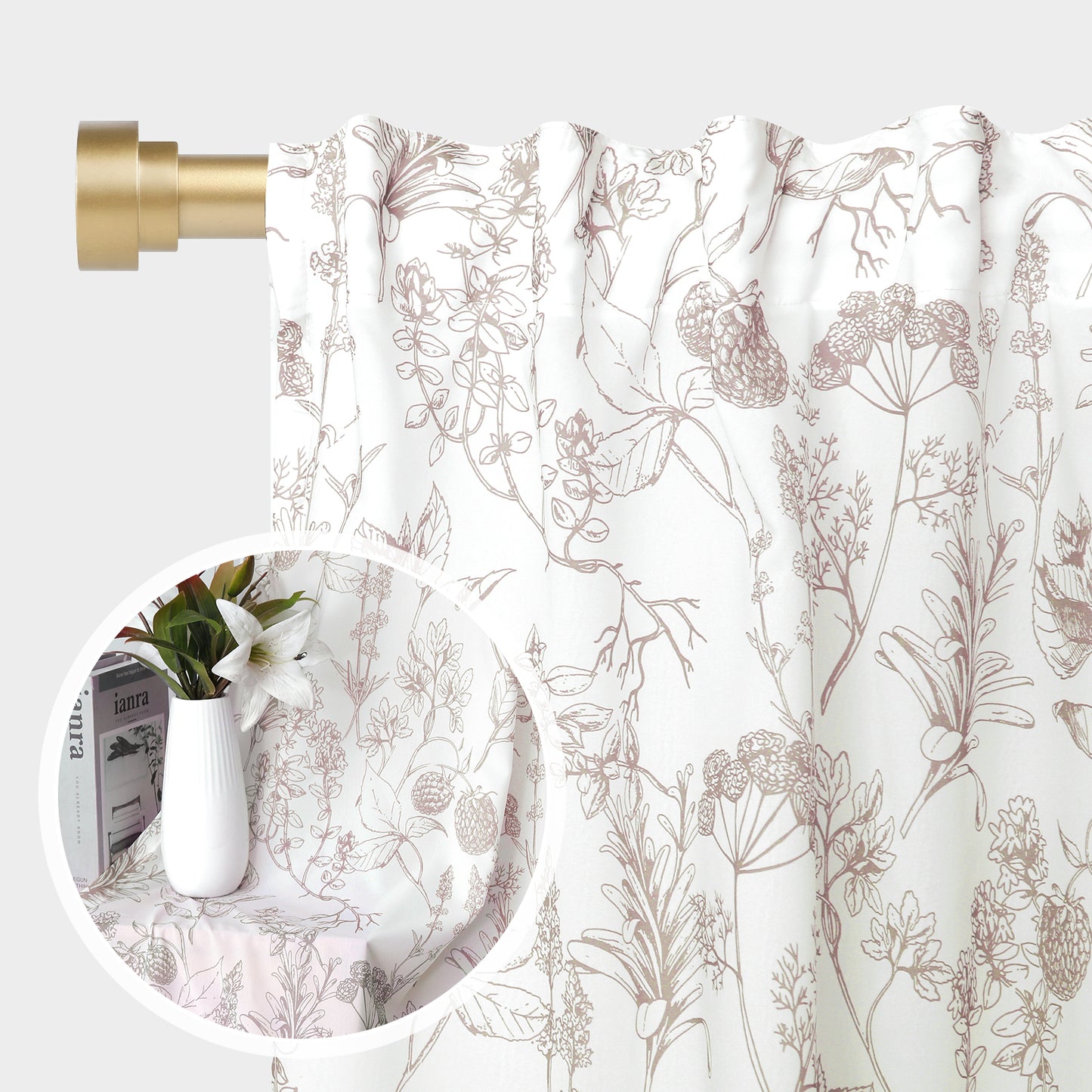 Sheer curtain with floral pattern – brocade cotton