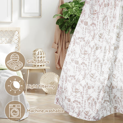Sheer curtain with floral pattern – brocade cotton