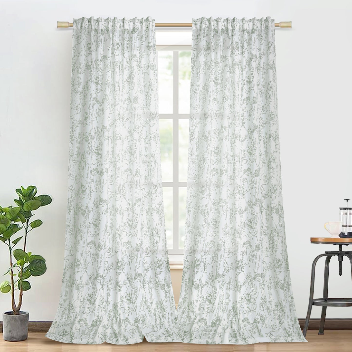 Sheer curtain with floral pattern – brocade cotton