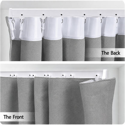 Rideau occultant séparateur de pièce avec rail de plafond flexible aspect lin