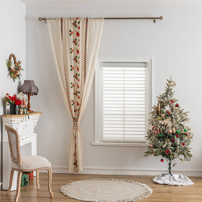 Christmas Curtain in Cream with Embroidery – Transparent, 1 Panel