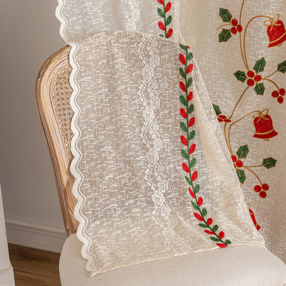 Christmas Curtain in Cream with Embroidery – Transparent, 1 Panel