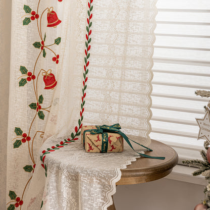 Christmas Curtain in Cream with Embroidery – Transparent, 1 Panel