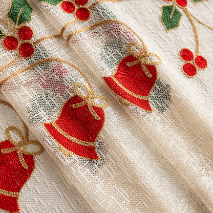 Christmas Curtain in Cream with Embroidery – Transparent, 1 Panel