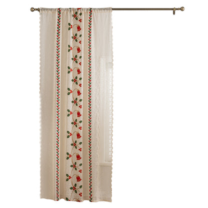 Christmas Curtain in Cream with Embroidery – Transparent, 1 Panel