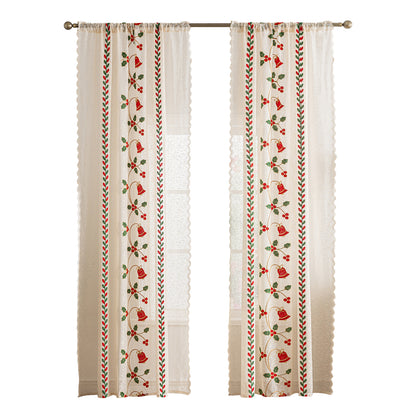 Christmas Curtain in Cream with Embroidery – Transparent, 1 Panel