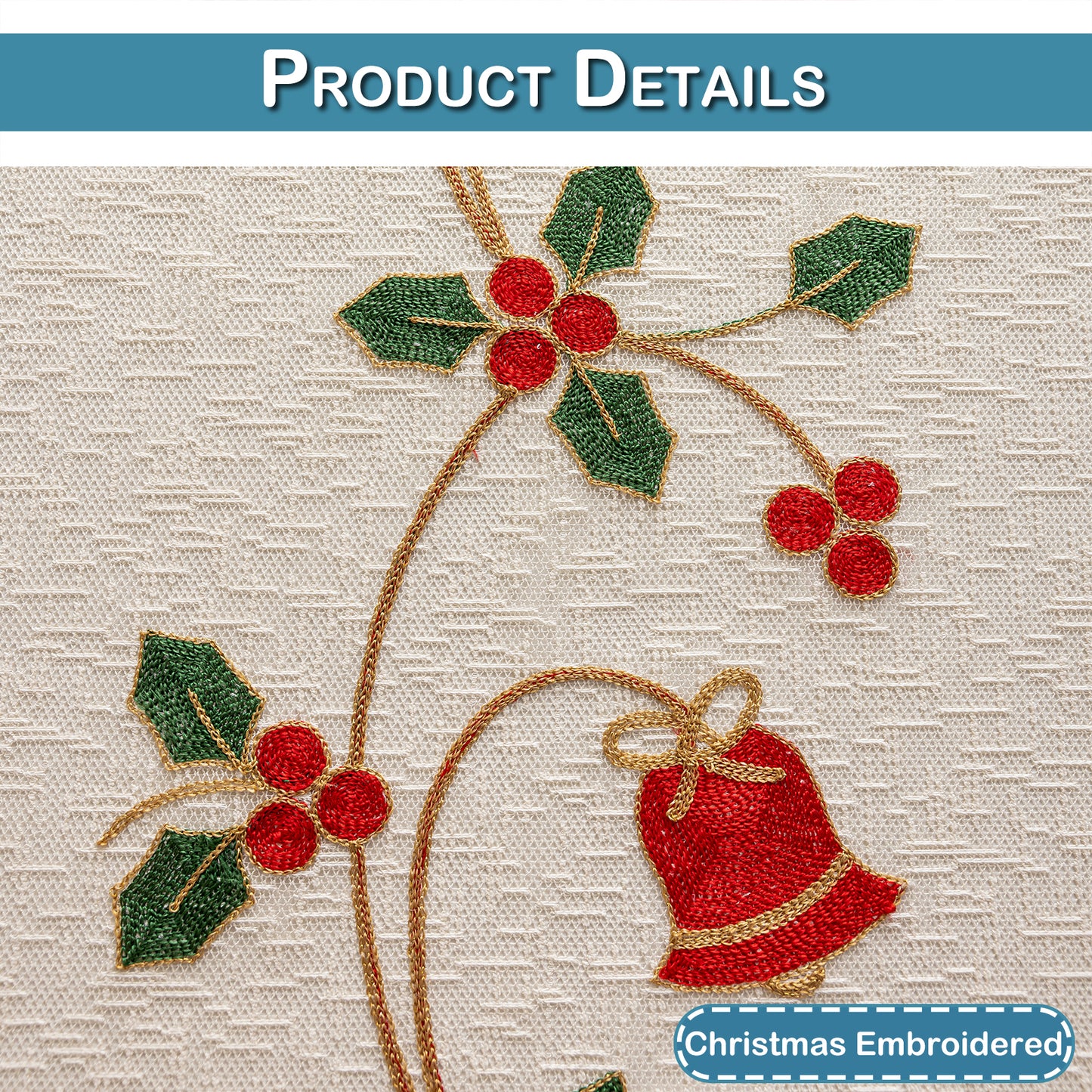 Christmas Curtain in Cream with Embroidery – Transparent, 1 Panel