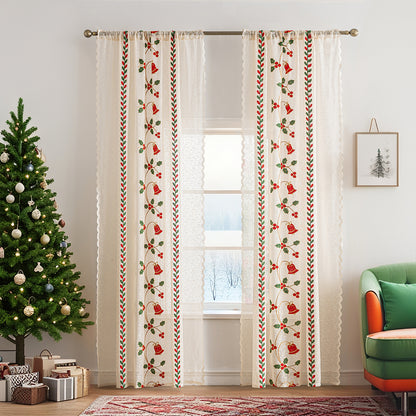 Christmas Curtain in Cream with Embroidery – Transparent, 1 Panel