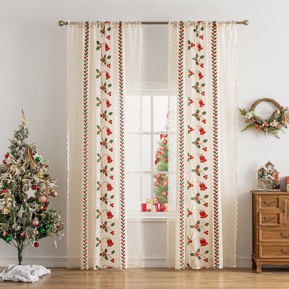 Christmas Curtain in Cream with Embroidery – Transparent, 1 Panel