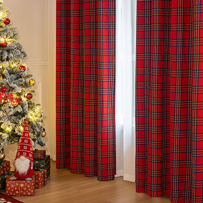 Weihnachtlicher Vorhang im Karomuster · Rot Grün · Vintage Stil