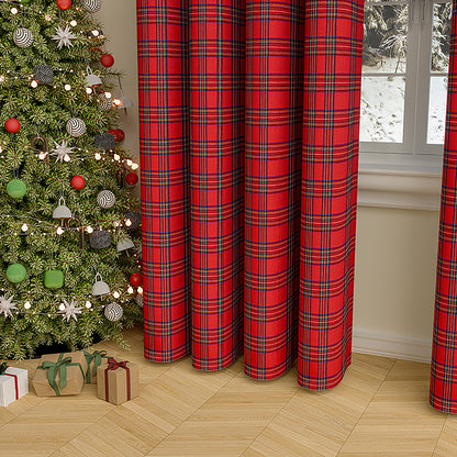 Weihnachtlicher Vorhang im Karomuster · Rot Grün · Vintage Stil