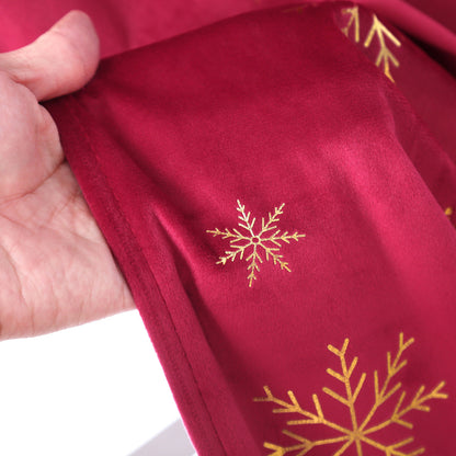 Christmas velvet curtains with gold foil snowflakes 2-piece red or green