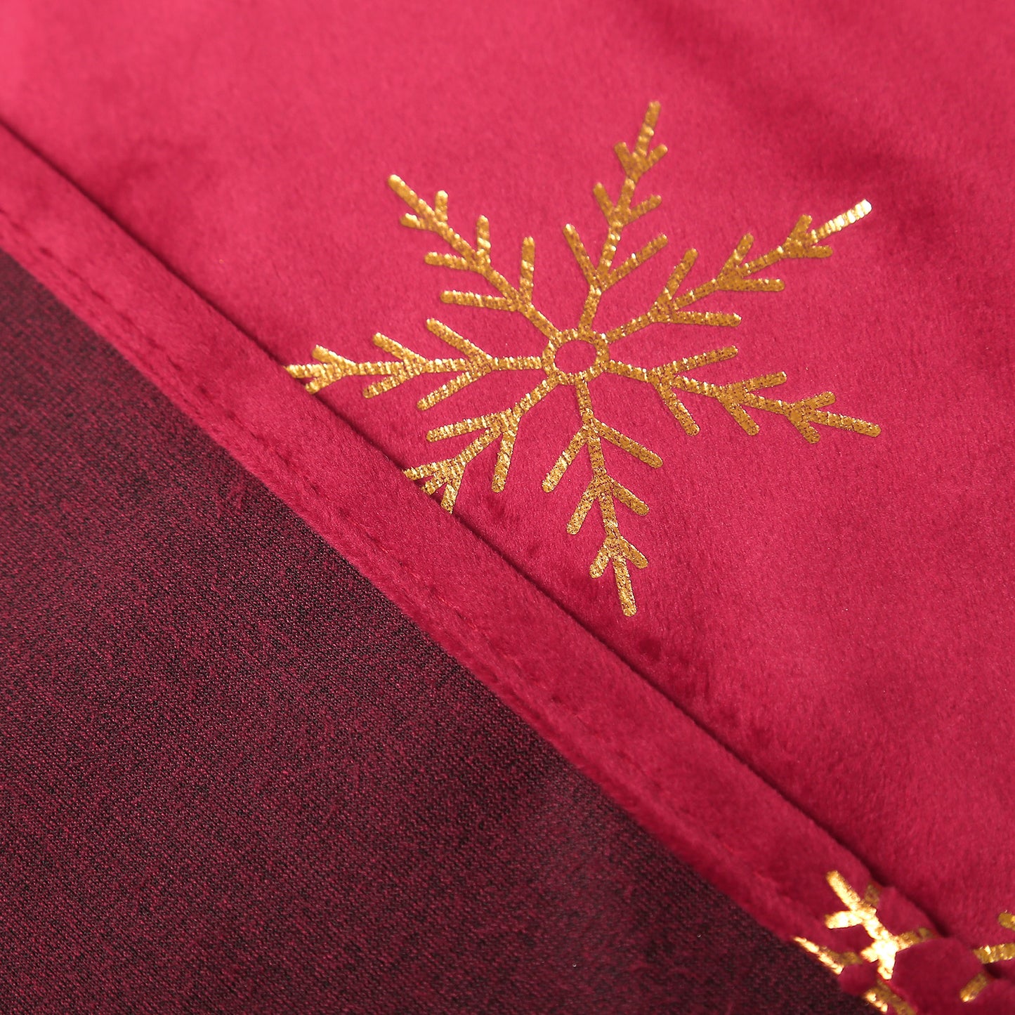 Christmas velvet curtains with gold foil snowflakes 2-piece red or green