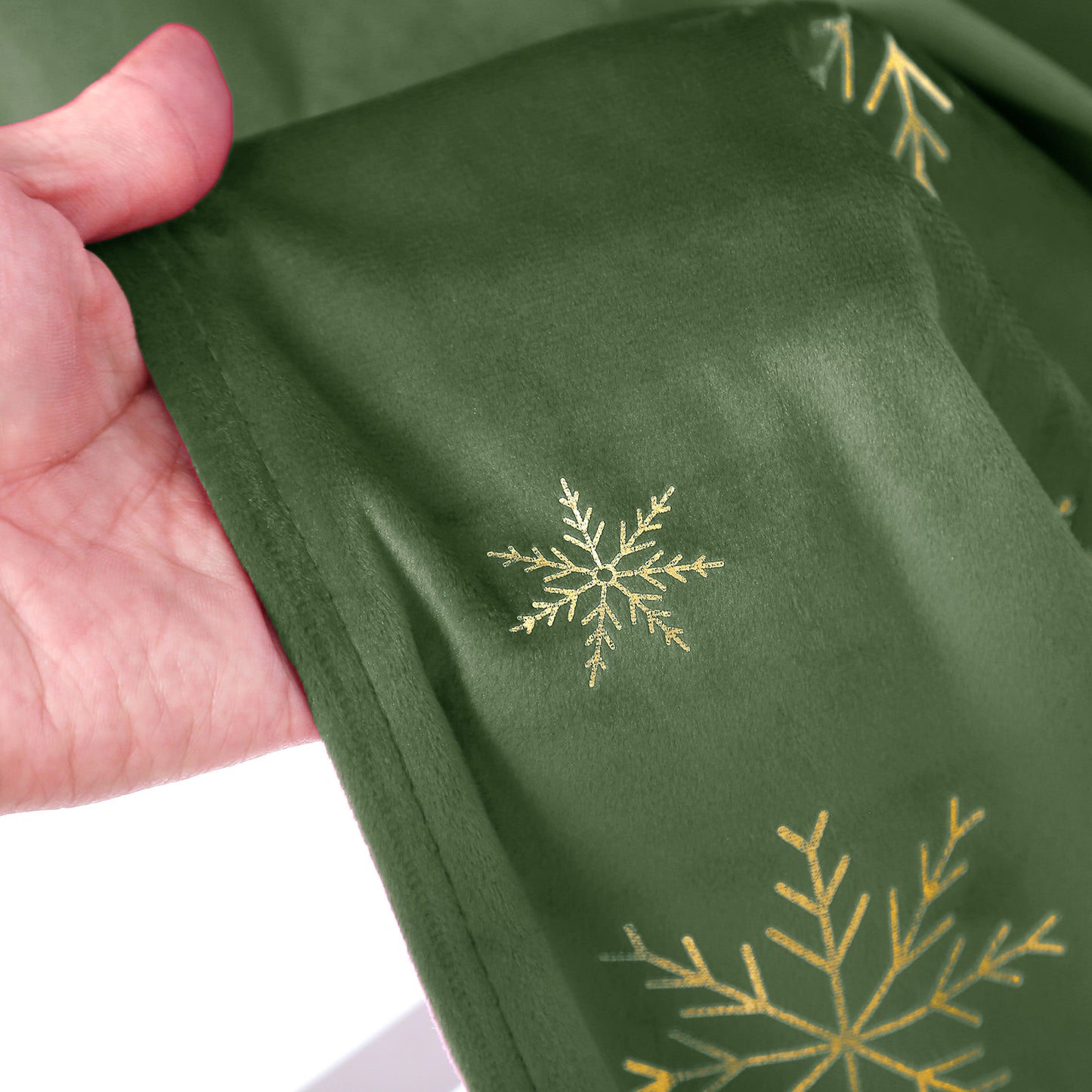 Christmas velvet curtains with gold foil snowflakes 2-piece red or green