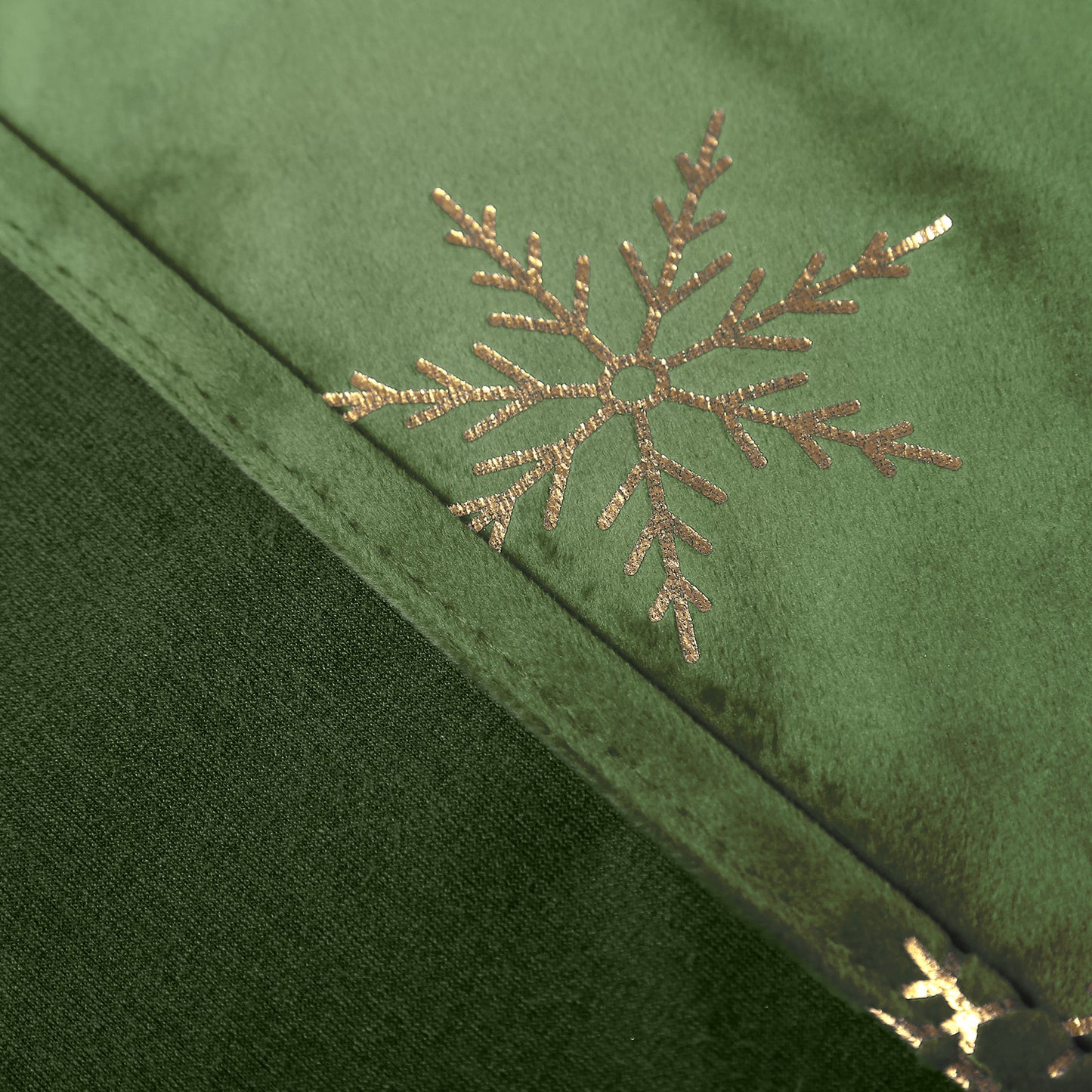 Christmas velvet curtains with gold foil snowflakes 2-piece red or green