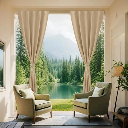 Winddichte und Wasserabweisende Verdunkelungs Vorhang für Terrasse und Garten – Magic Tape Befestigung