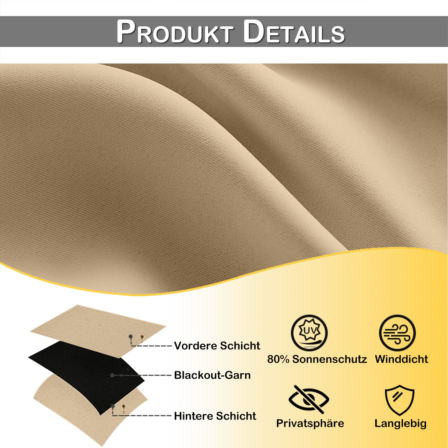 Winddichte und Wasserabweisende Verdunkelungs Vorhang für Terrasse und Garten – Magic Tape Befestigung