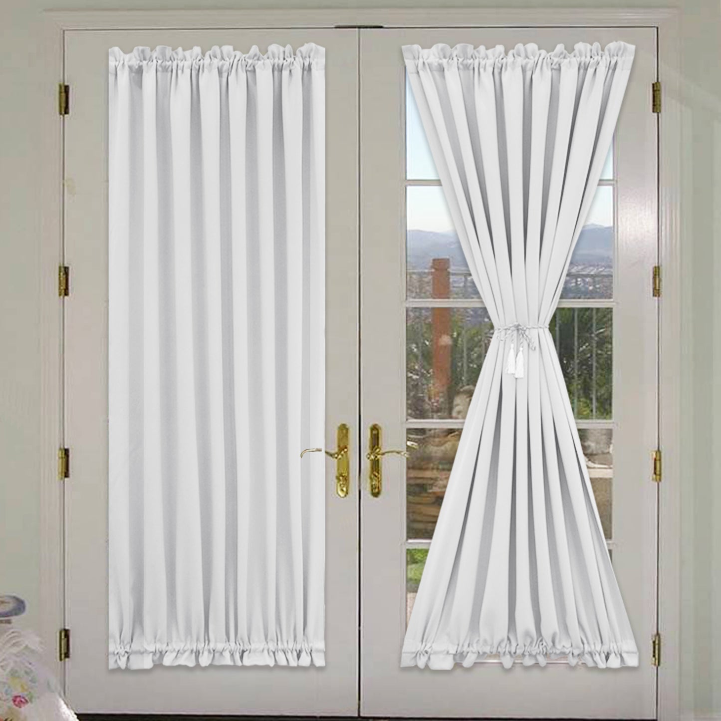 Rideaux de porte occultants, 1 panneau, blanc, 61 x 102 cm/61 x 183 cm/132 x 102 cm/132 x 183 cm