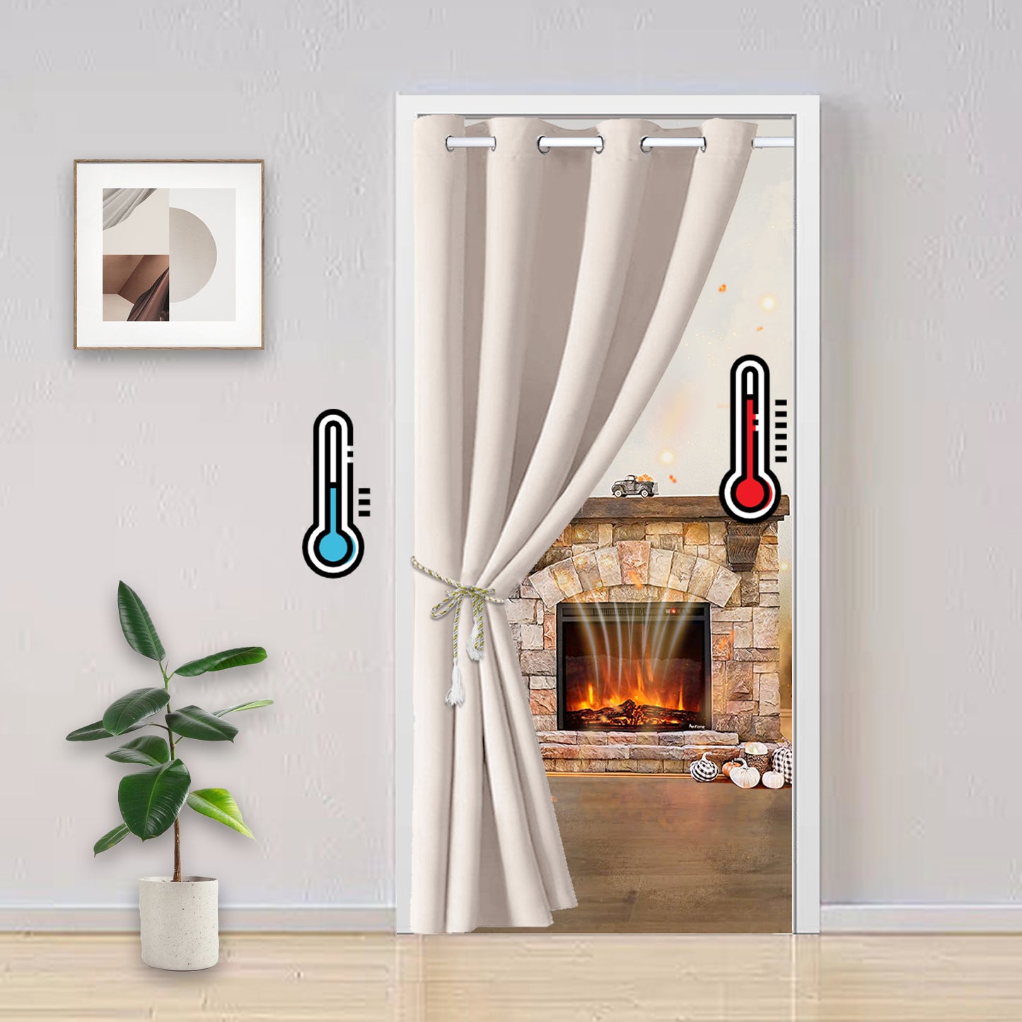 Verdunkelungsvorhänge für Türen, 1 Panel, Beige, 132x203cm/132x244cm