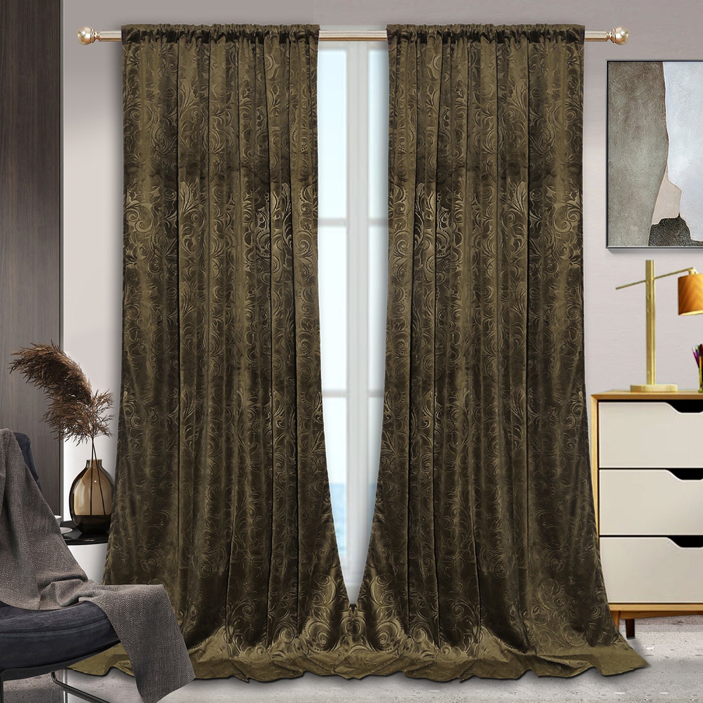 Rideaux occultants doublés de velours roulé